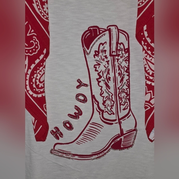 Cynthia Rowley Beaded Cowboy Tee Shirt & Red Bandana (Size M) NWT - Picture 4 of 12
